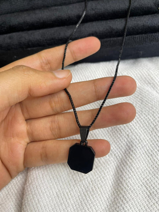 Black Matte Octagon Pendent Chain