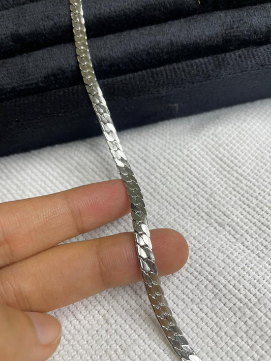 Flat Silver Link Chain – Tarnish Free Minimalist Box Chain