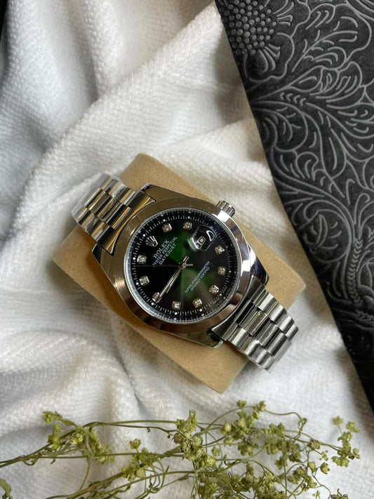 Luxury Rolex Men's Stainless Steel Replica Watch Date Just - Green Gradient Dial