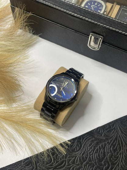 Rolex Black Stainless Steel Blue Dial Quartz Men’s Watch