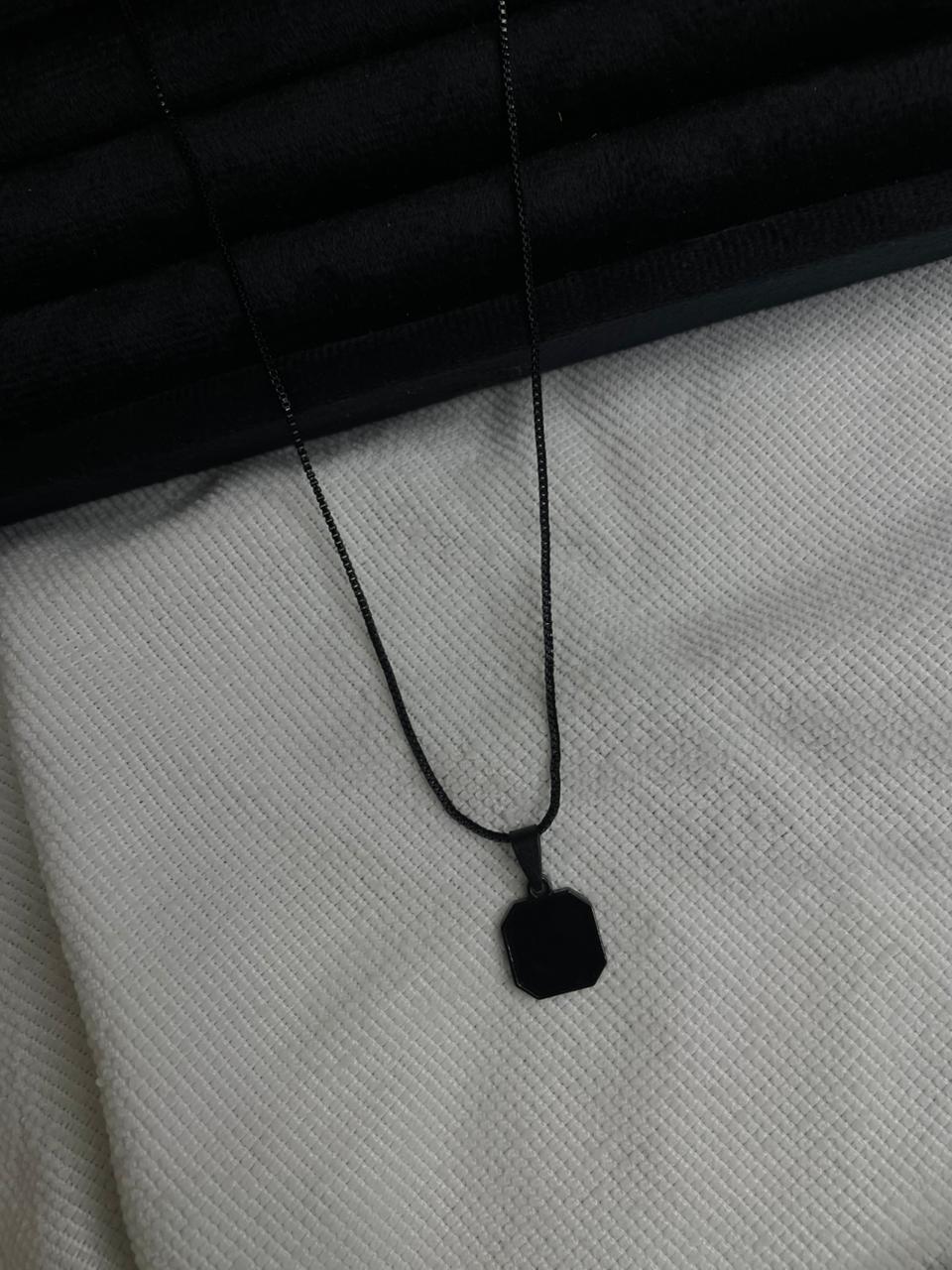 Black Matte Octagon Pendent Chain