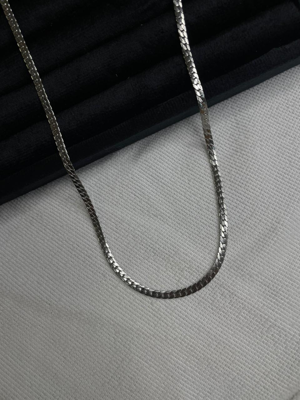Flat Silver Link Chain – Tarnish Free Minimalist Box Chain