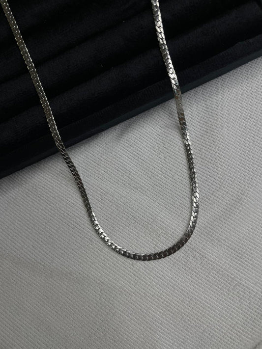 Flat Silver Link Chain – Tarnish Free Minimalist Box Chain