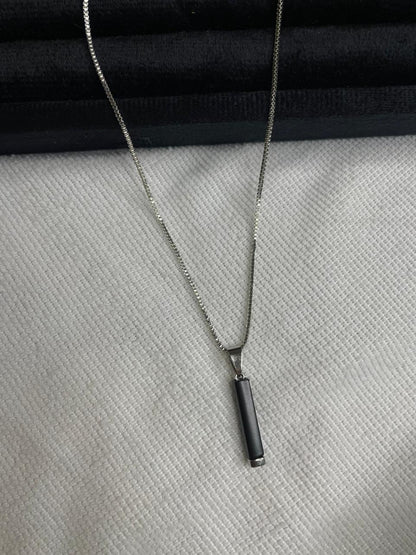 Matte Black Bar Pendant Necklace