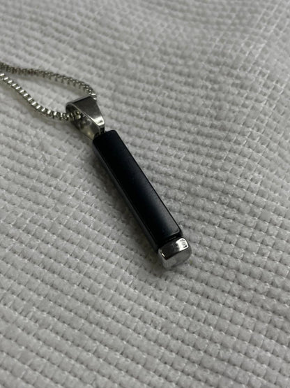 Matte Black Bar Pendant Necklace
