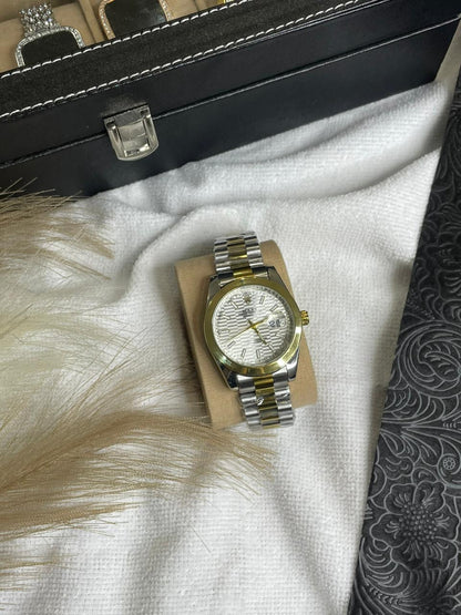 Duotone White Dial Rolex Date-Just with Crown Master Lock