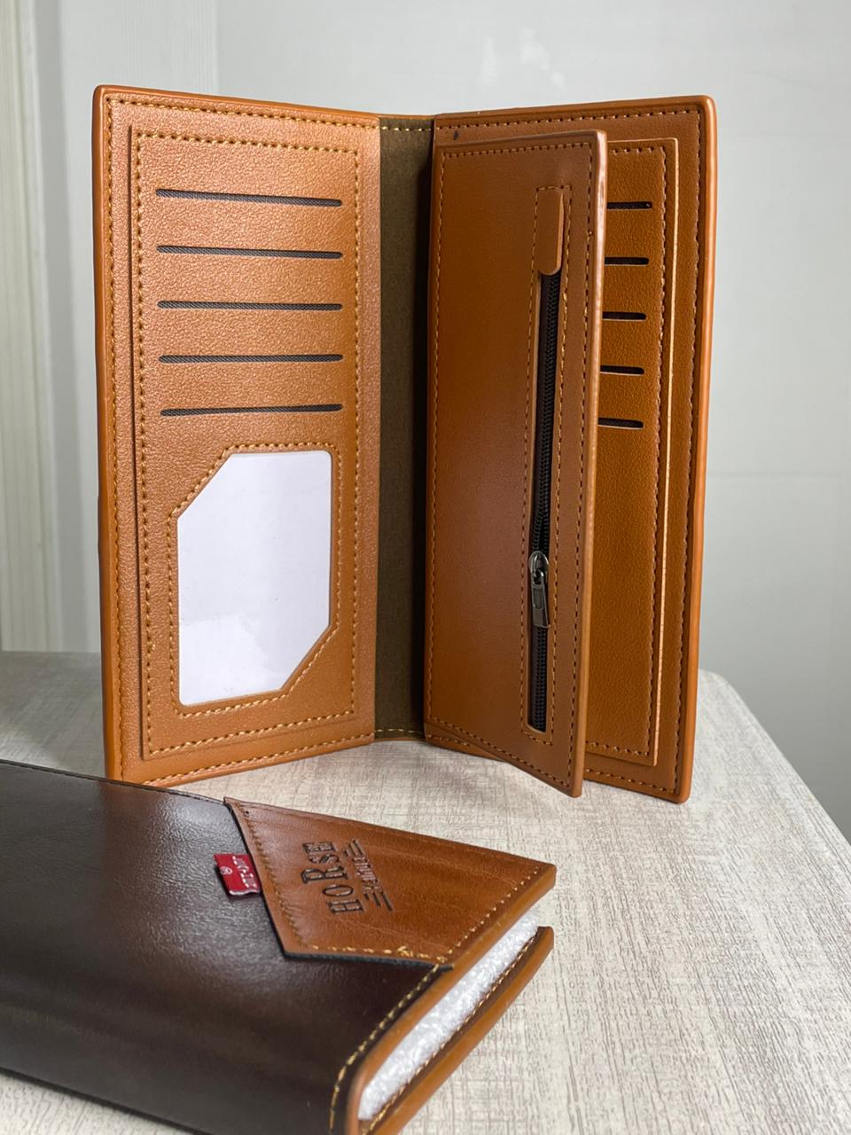 Two-tone Brown Long Purse