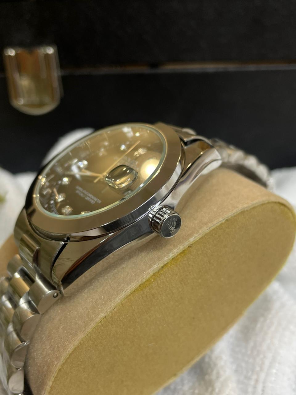 Luxury Rolex Men's Stainless Steel Replica Watch Date Just - Green Gradient Dial