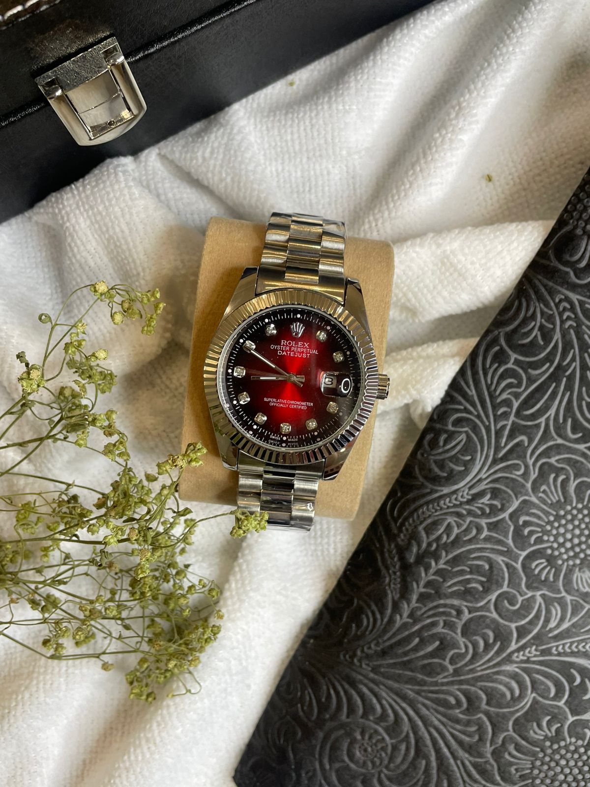 Luxury Rolex Men's Stainless Steel Replica Watch Date Just - Green Gradient Dial