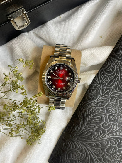 Luxury Rolex Men's Stainless Steel Replica Watch Date Just - Green Gradient Dial