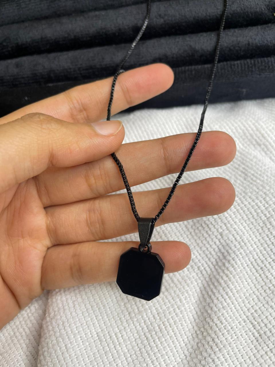 Black Matte Octagon Pendent Chain