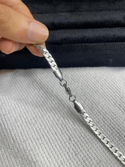 Flat Silver Link Chain – Tarnish Free Minimalist Box Chain