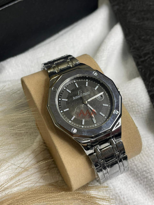 AP Silver Chain Green Dial Date-Just
